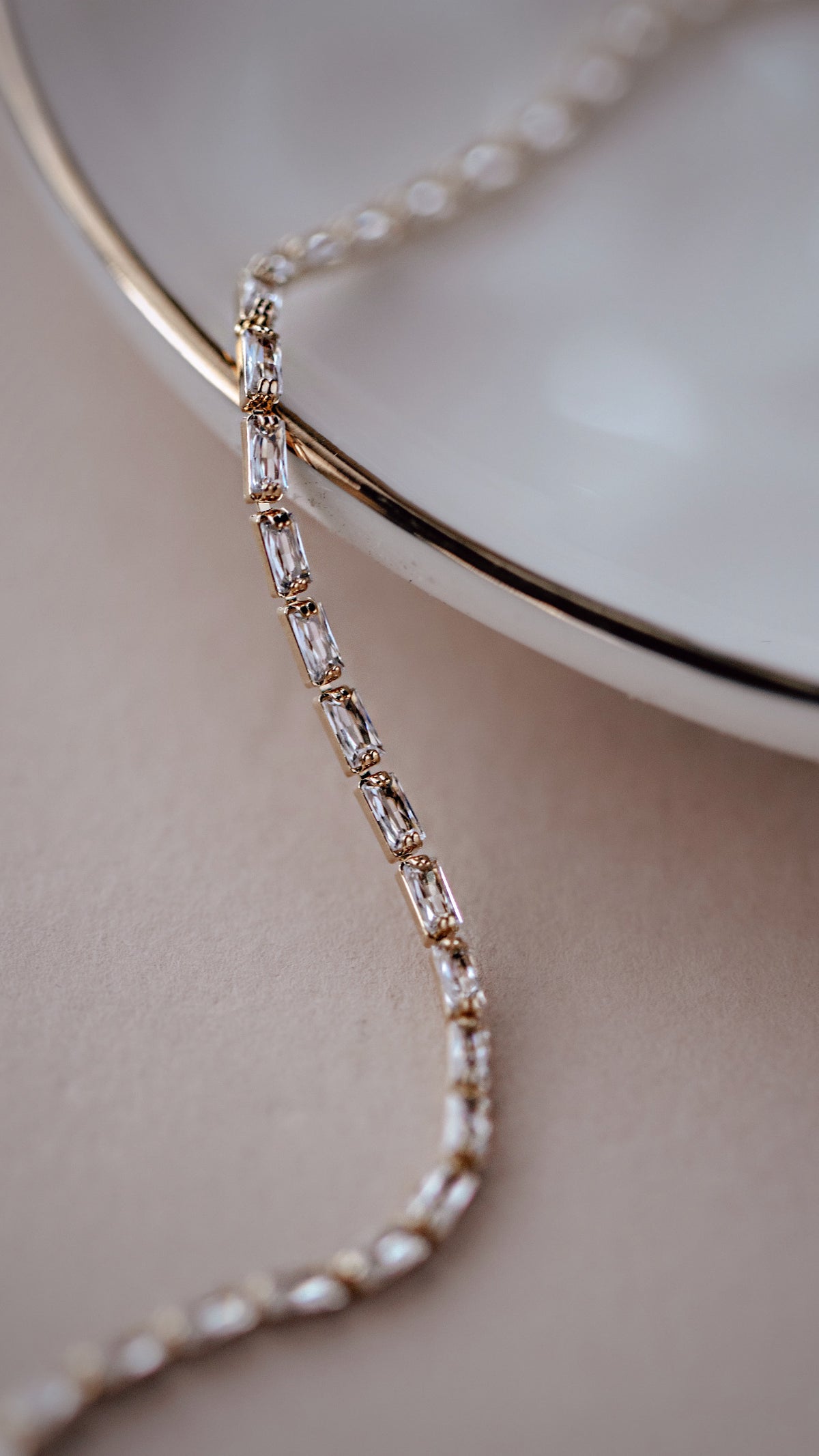 Dainty Baguette CZ Tennis Necklace