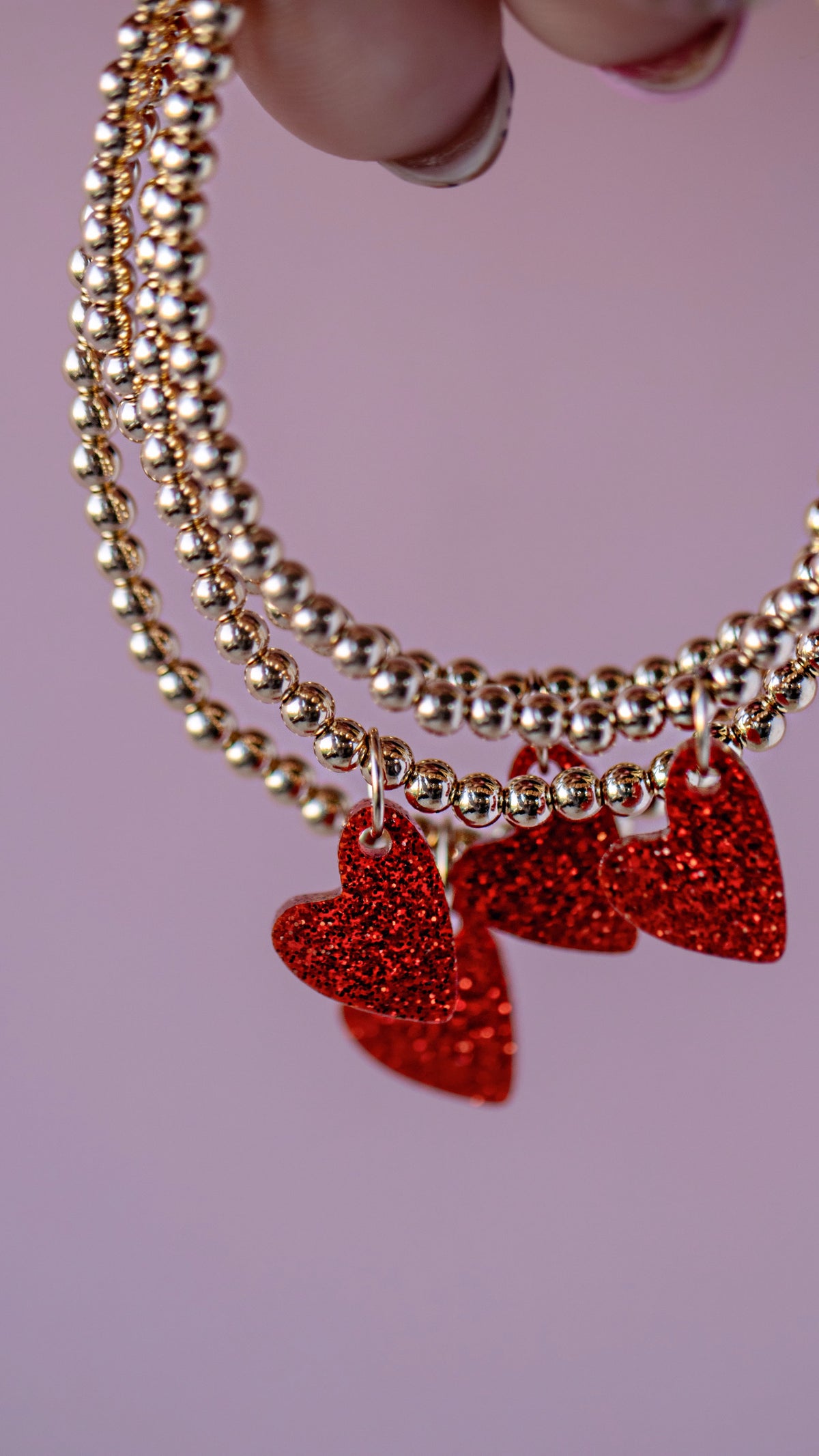 Glitter Red Heart Bracelet