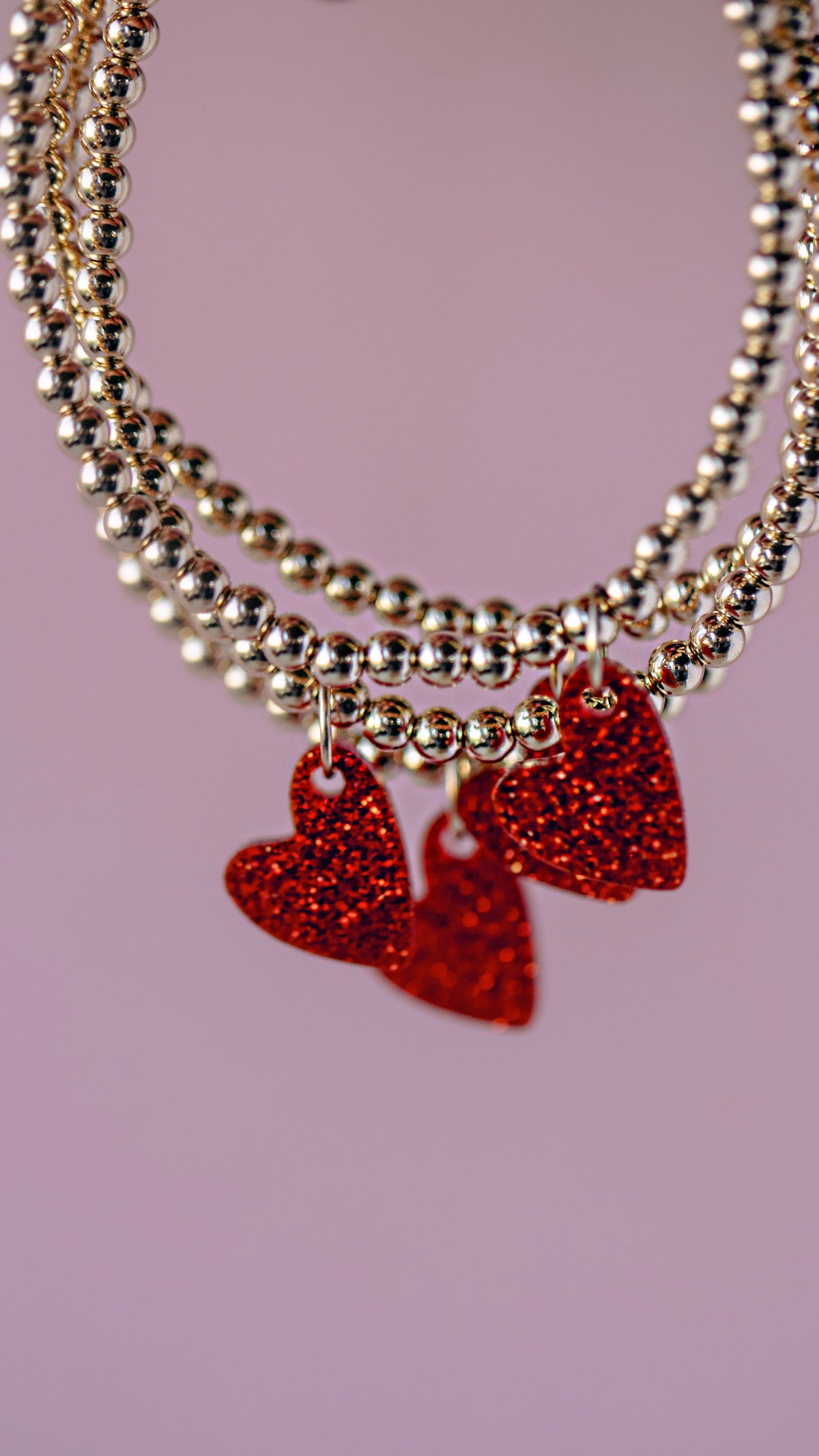 Glitter Red Heart Bracelet