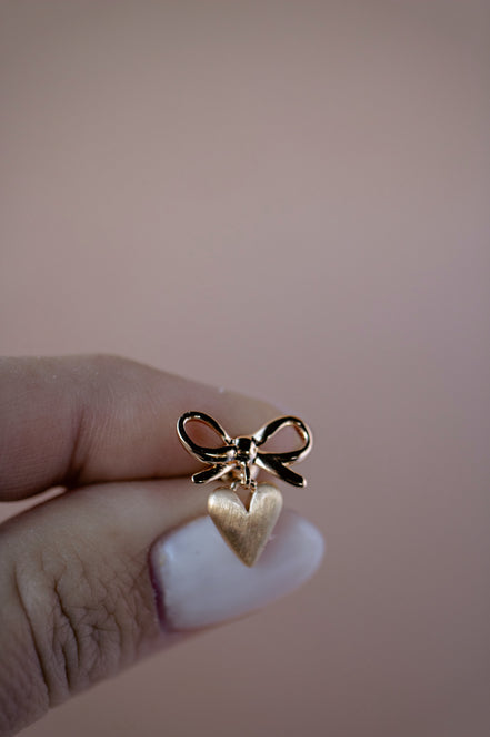 Bow and Heart Dangle Earrings