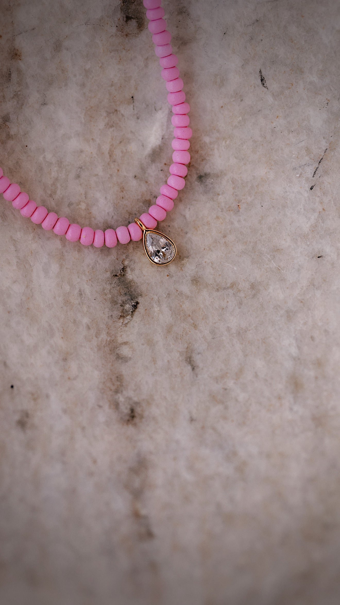 Pink Pear Beaded Necklace