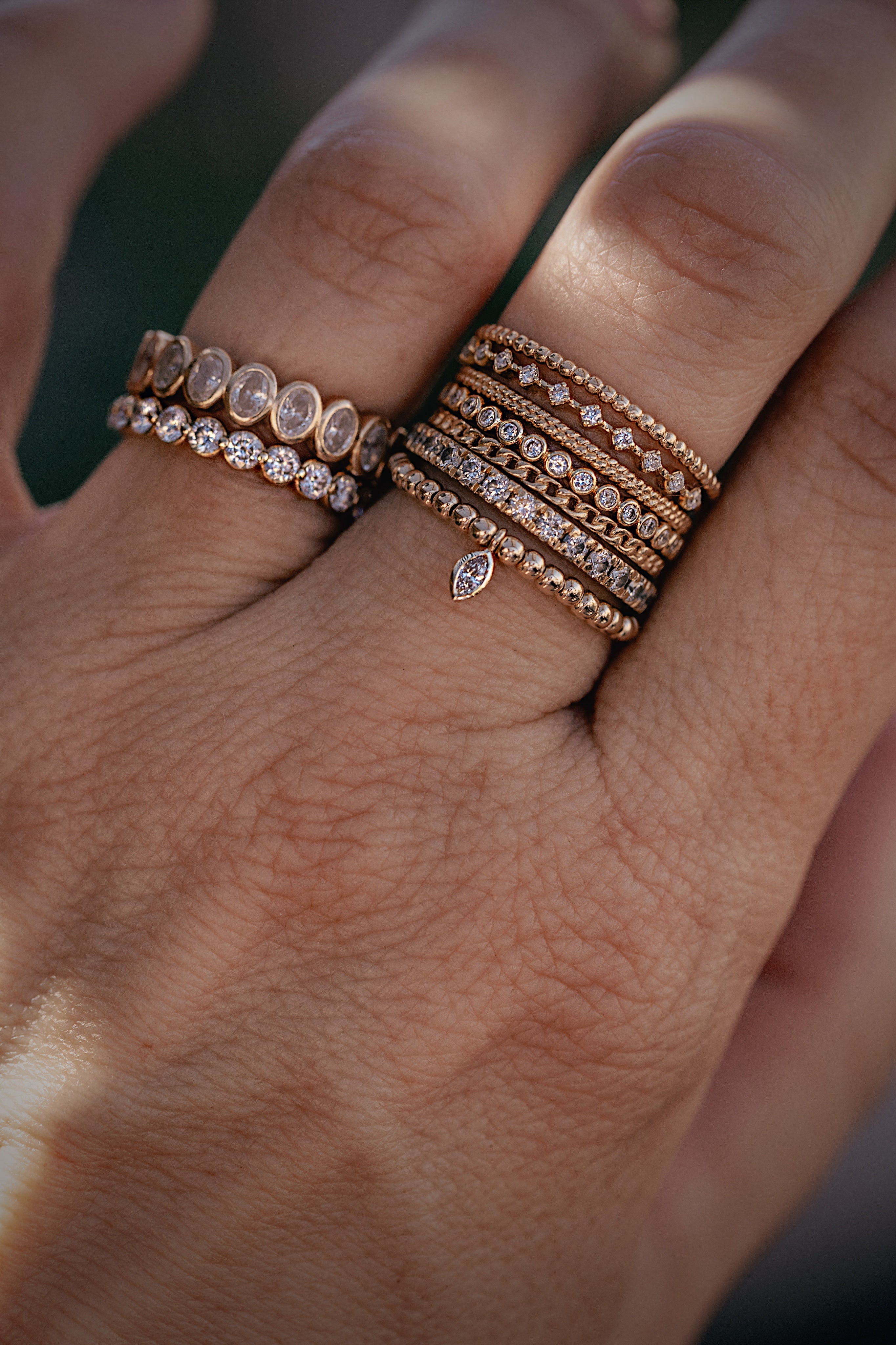 Beaded Lab Diamond Marquise Ring