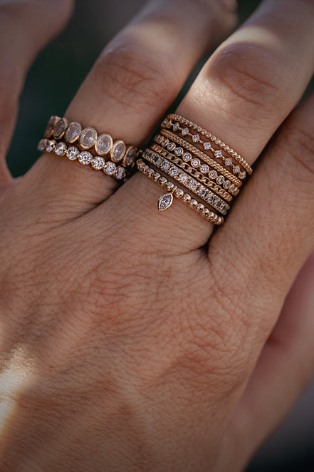 Beaded Lab Diamond Marquise Ring