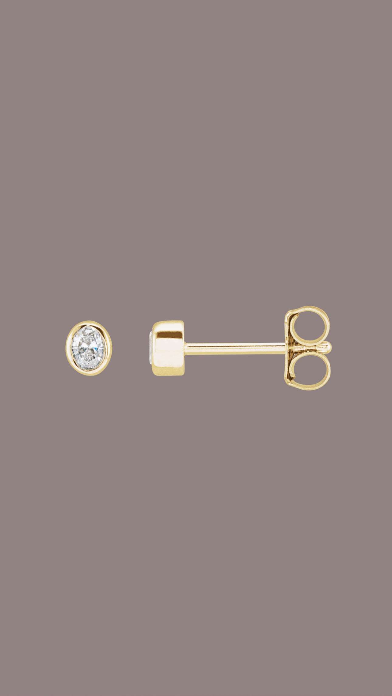 Diamond Oval Bezel Studs