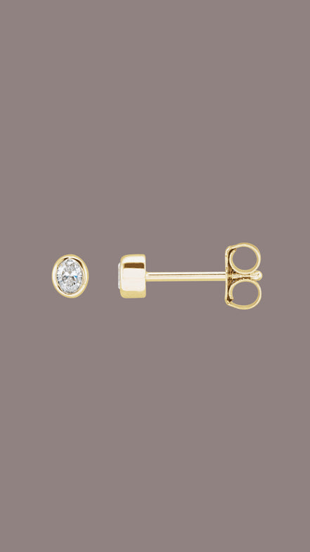 Diamond Oval Bezel Studs