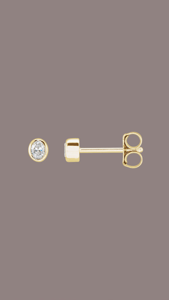 Diamond Oval Bezel Studs - The Neon Cactus Studio