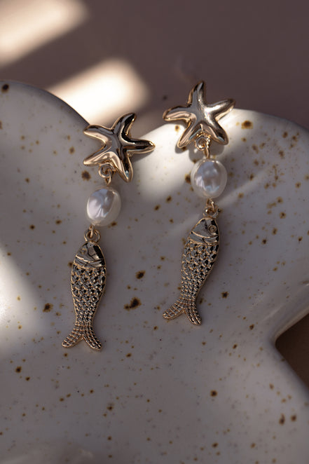 Star Fishy Pearl Earrings