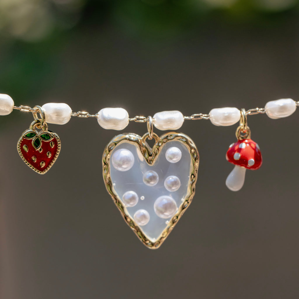 Heart of Pearls Charm Necklace