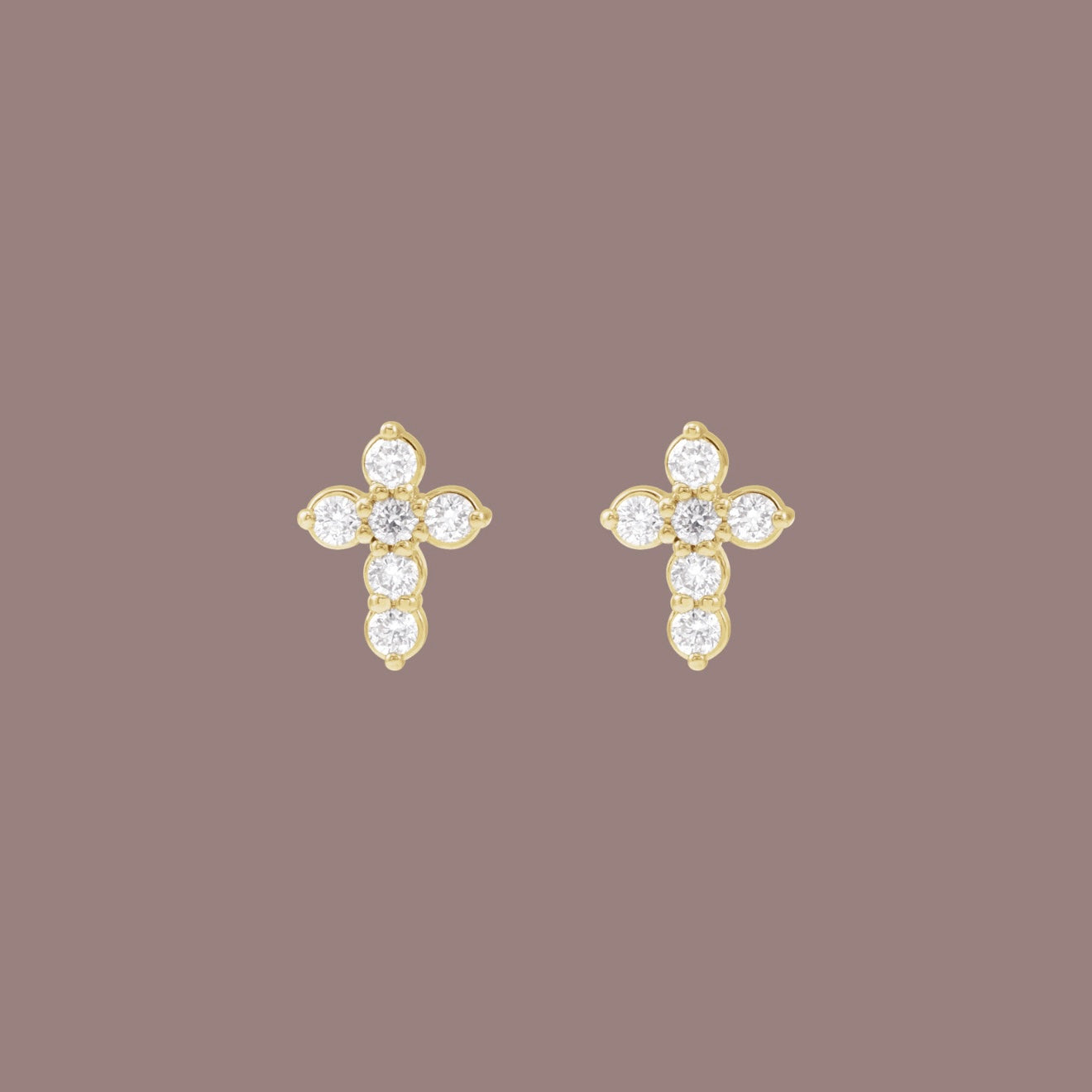 Diamond Cross Stud Earrings