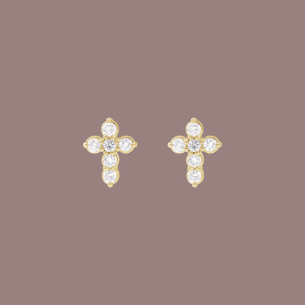 Diamond Cross Stud Earrings
