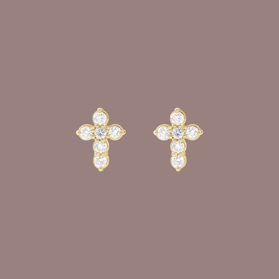 Diamond Cross Stud Earrings