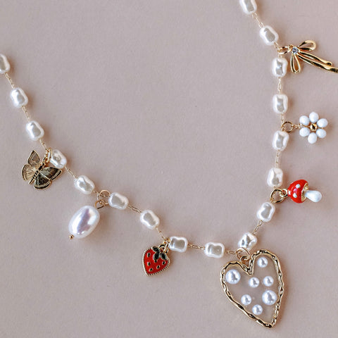 Heart of Pearls Charm Necklace