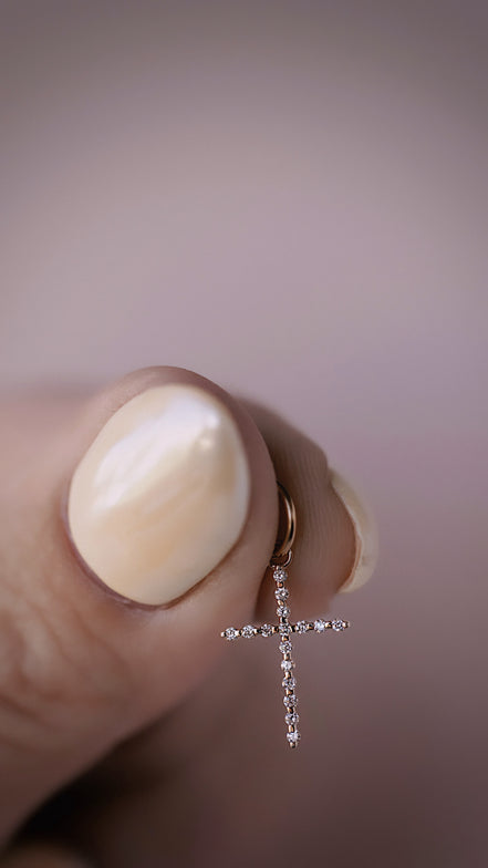 14kt Gold Diamond Cross Charm