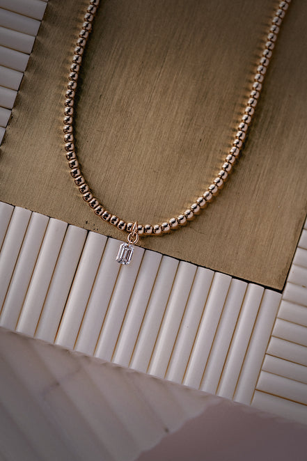 Floating Lab Emerald Beaded Necklace