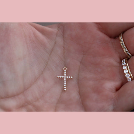 Solid Gold Diamond Cross Necklace - The Neon Cactus Studio