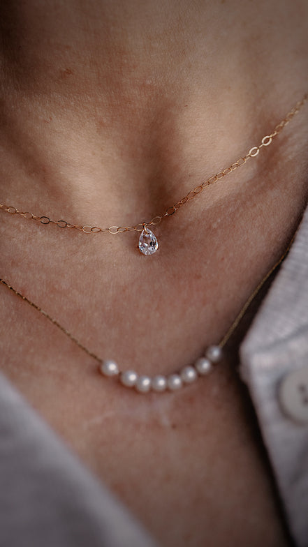 Floating Pear CZ Necklace