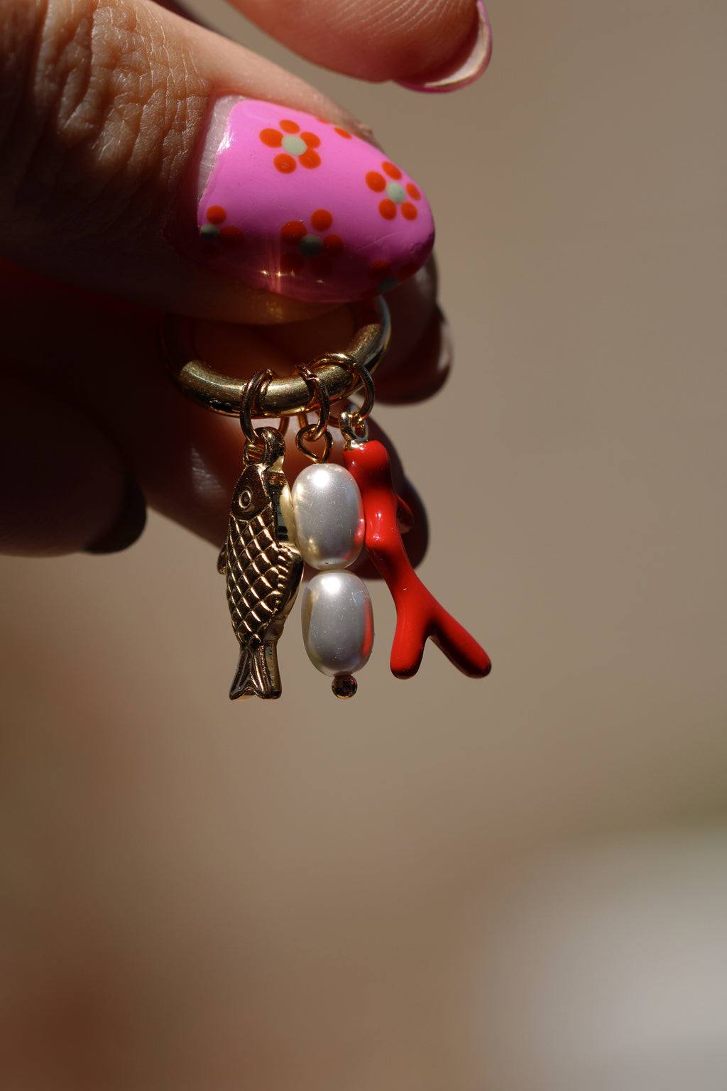 Red Coral Charm Earrings