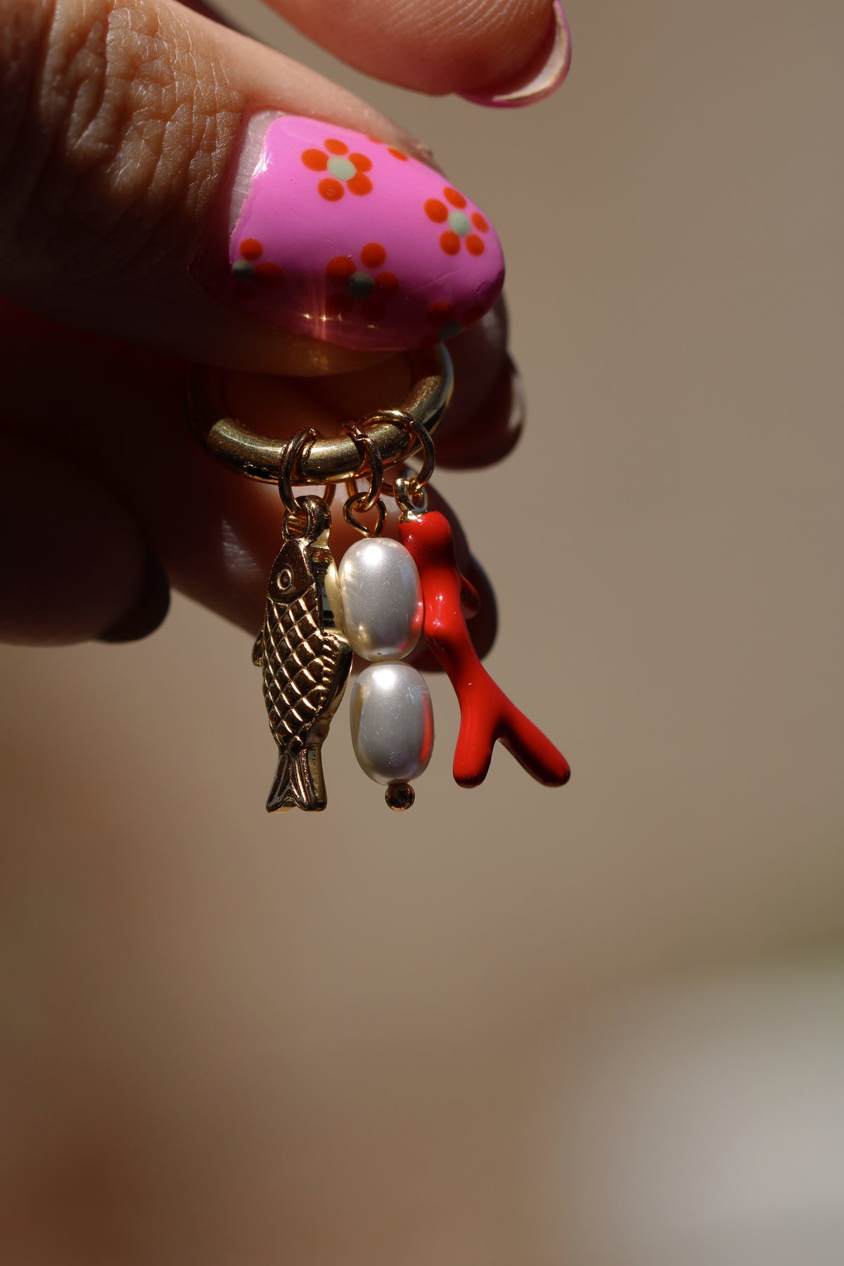 Red Coral Charm Earrings