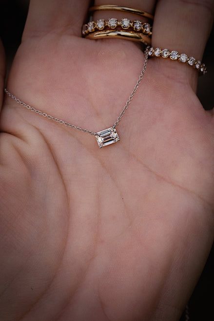 Emerald Cut Diamond Necklace