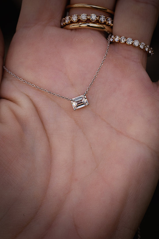 Emerald Cut Diamond Necklace