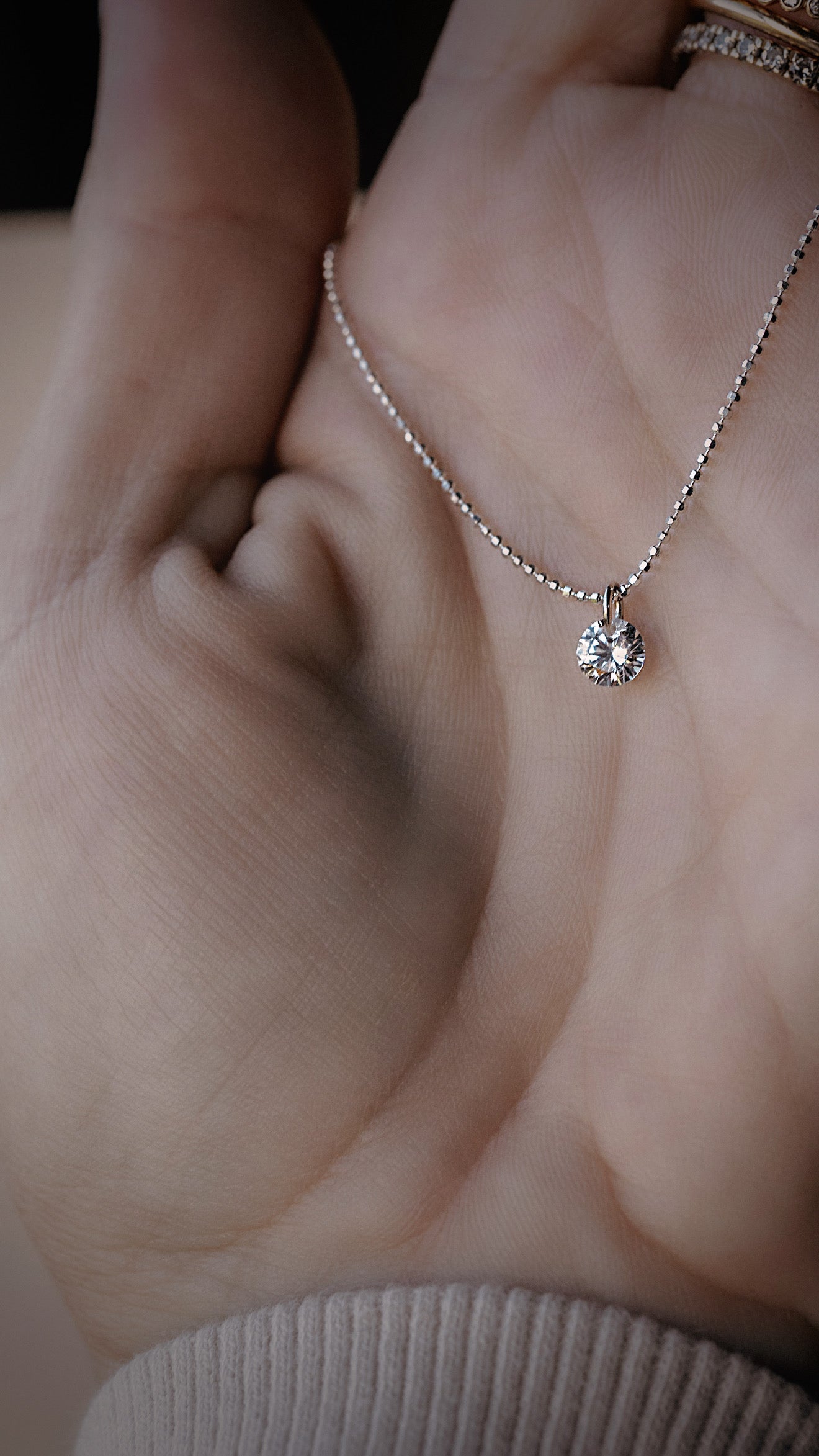 Silver Floating Diamond CZ Necklace