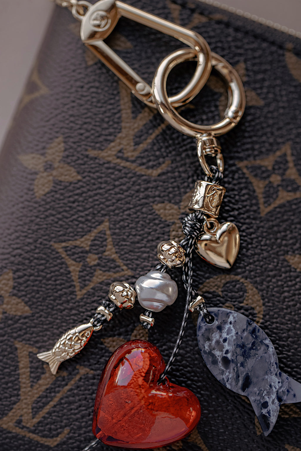 Marble Fish Bag Charm Keychain