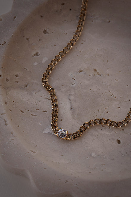 Solitaire Curb Link Necklace