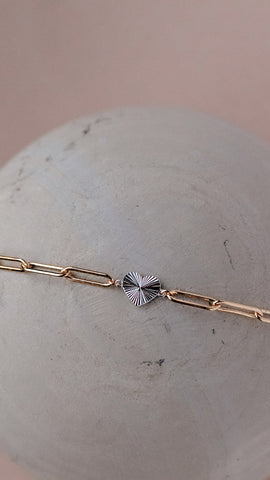 Fluted Heart Mixed Metal Bracelet