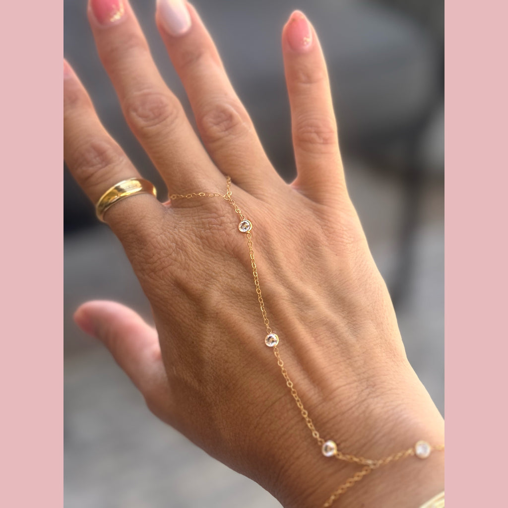 Gold and CZ Hand Chain