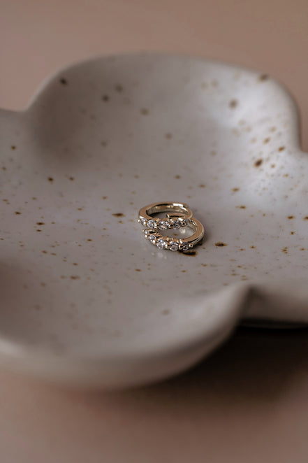 Floating CZ Diamond Huggie Earrings - The Neon Cactus Studio