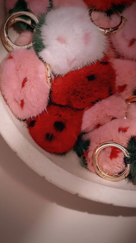 Fuzzy Strawberry Bag Charm
