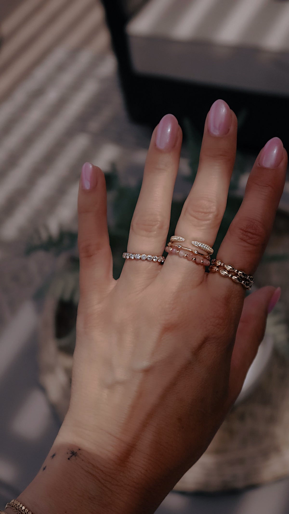 Pink Tourmaline Beaded Ring
