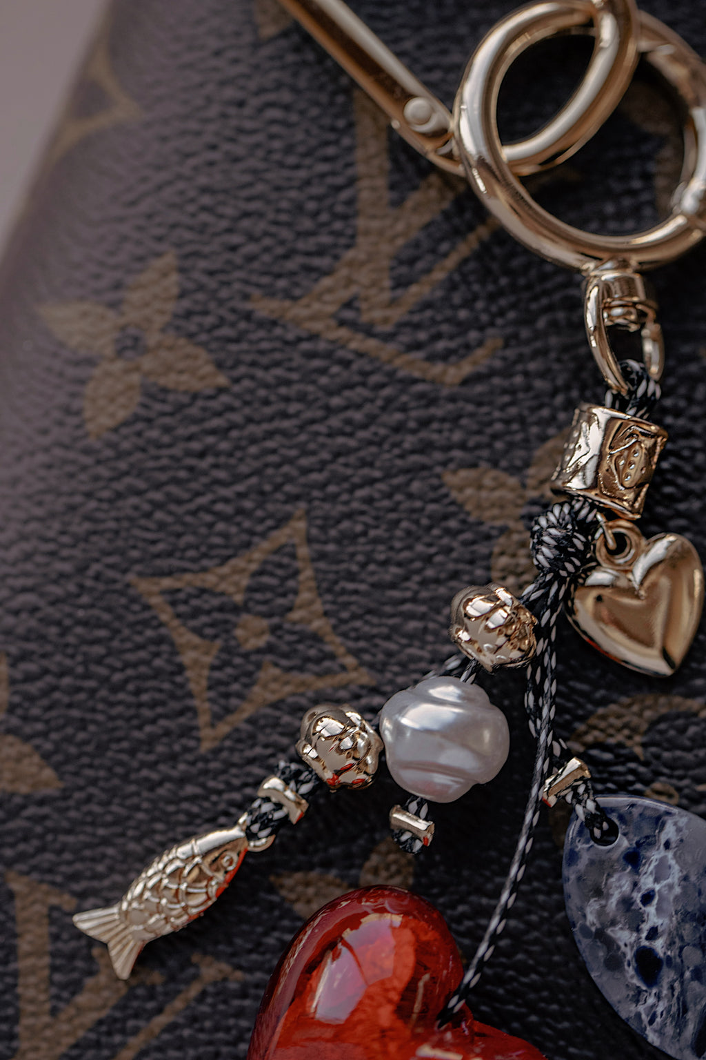 Marble Fish Bag Charm Keychain
