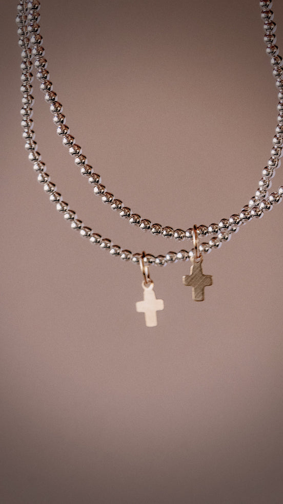 Mixed Metal Cross Bracelet