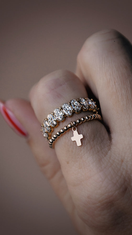 Beaded Cross Ring