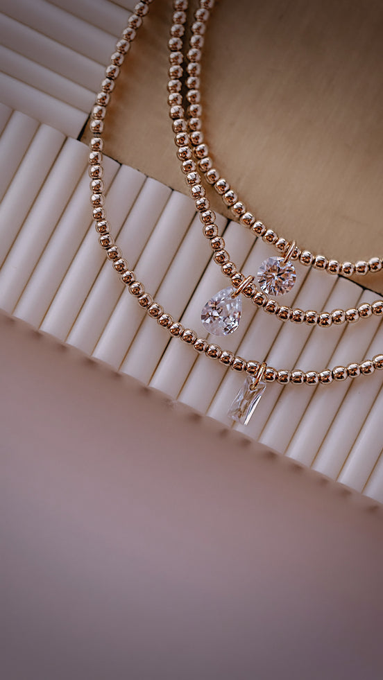 Floating CZ Beaded Necklace