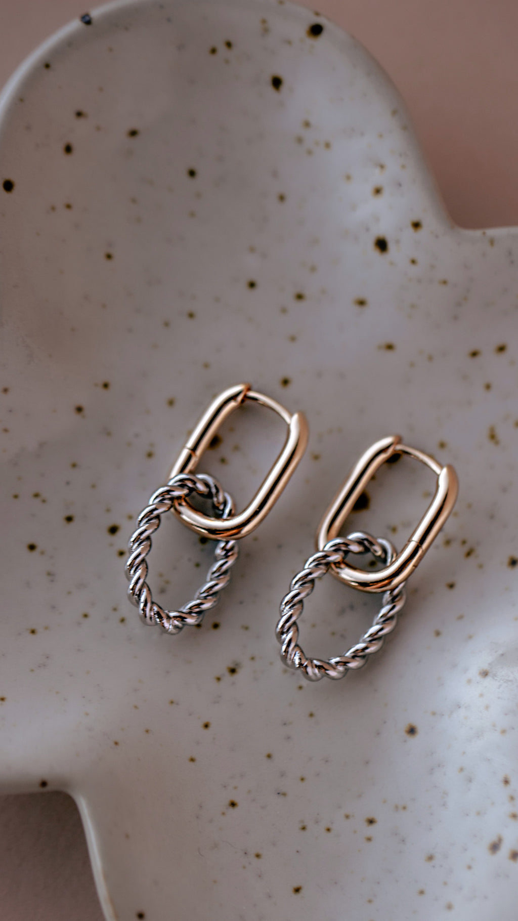 Mixed Metal Twisted Earring