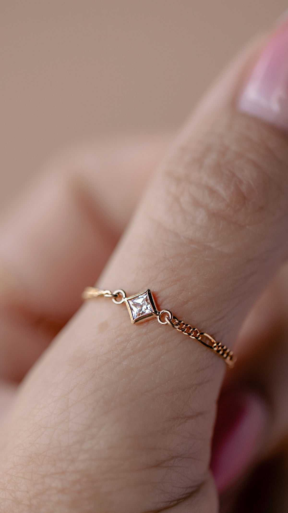 Diamond Shape Figaro Ring