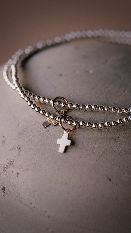 Mixed Metal Cross Bracelet