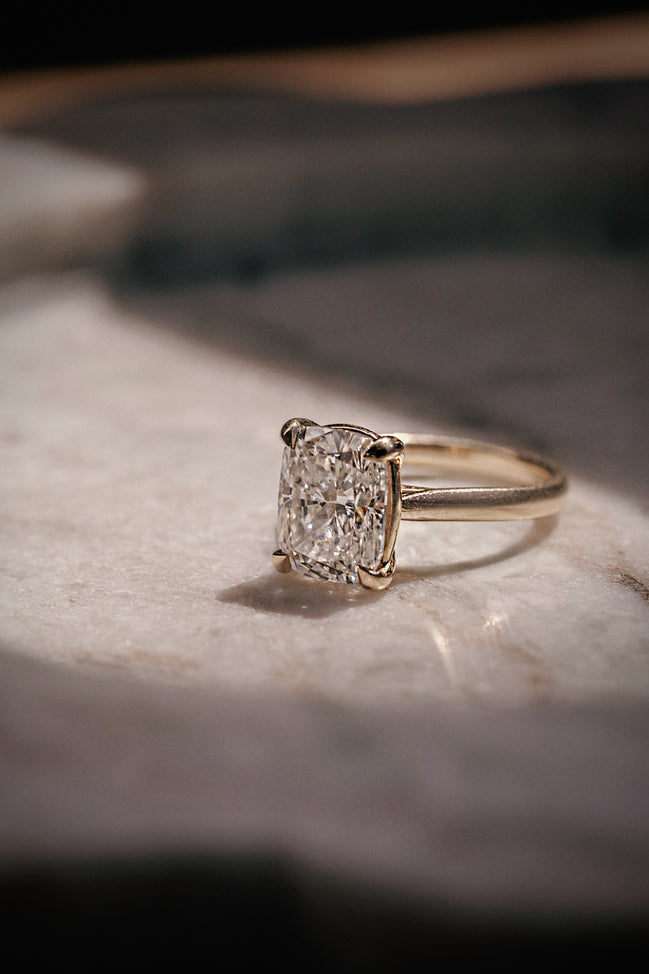 Cushion Cut 4.10 Carat Lab Diamond Ring
