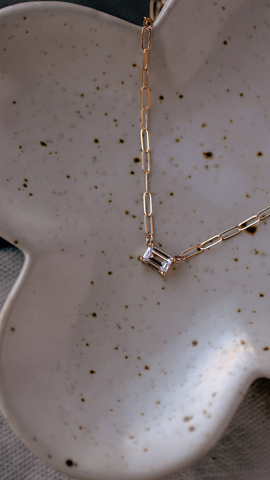 Emerald CZ Chain Necklace