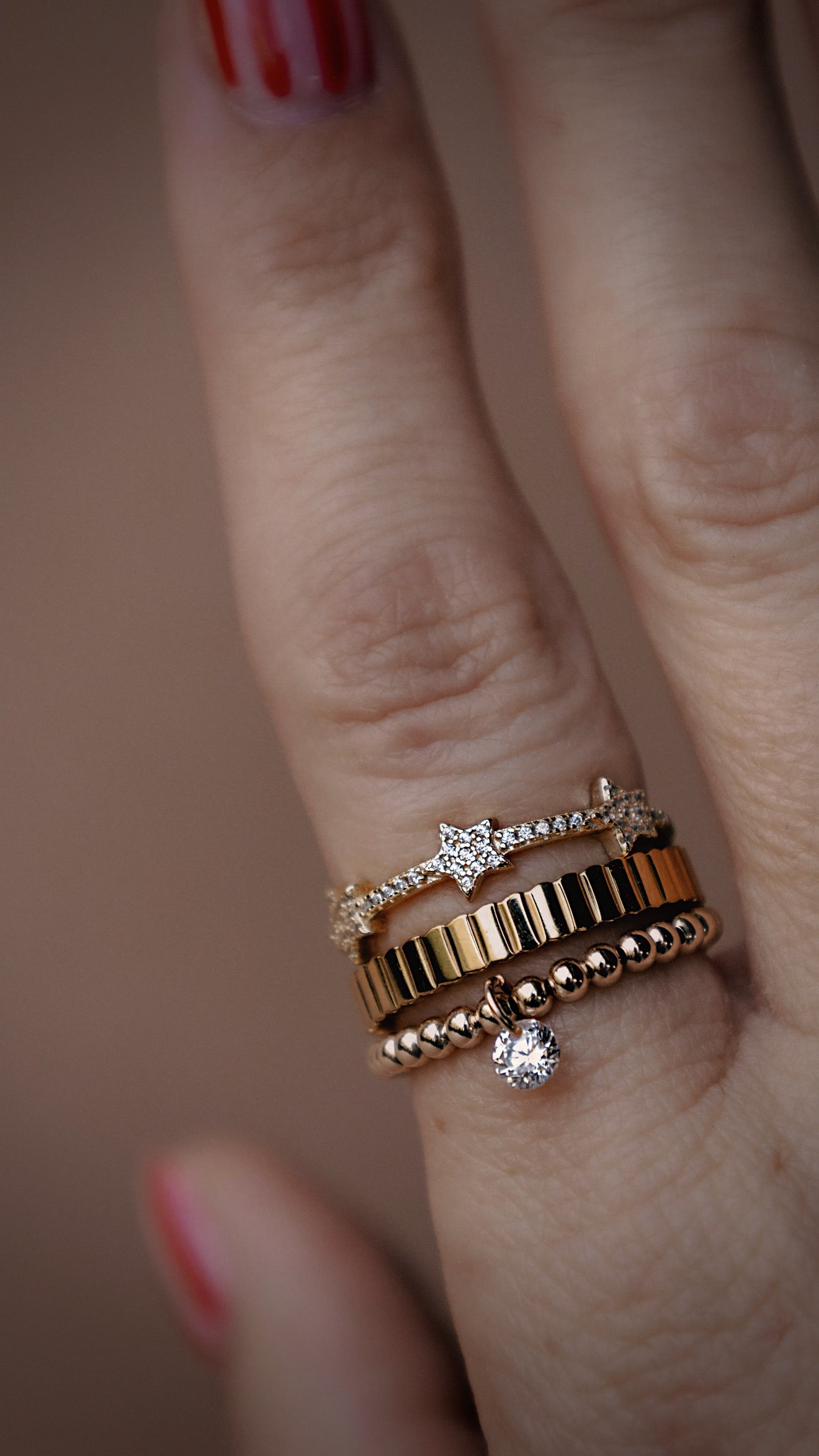 Beaded Floating CZ Ring