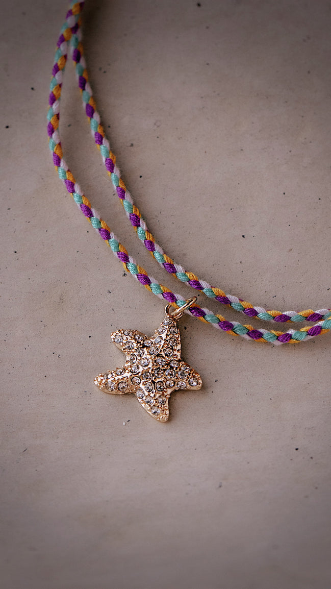 CZ Starfish Braided Necklace