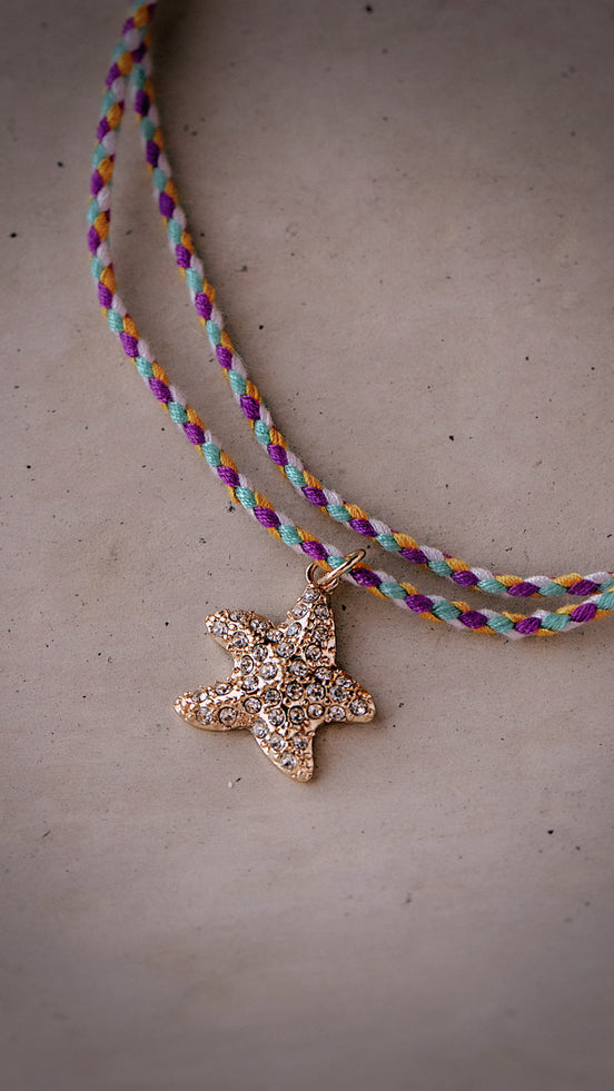 CZ Starfish Braided Necklace