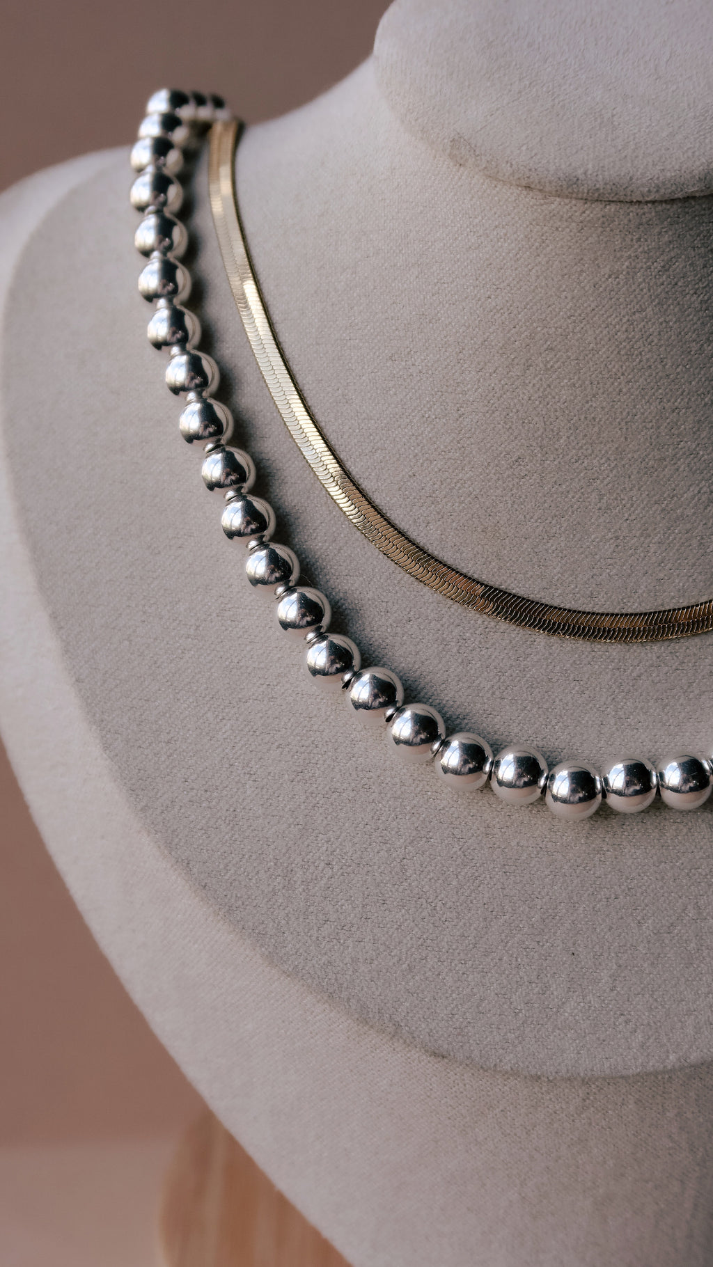 The Luna Silver Beaded Necklace