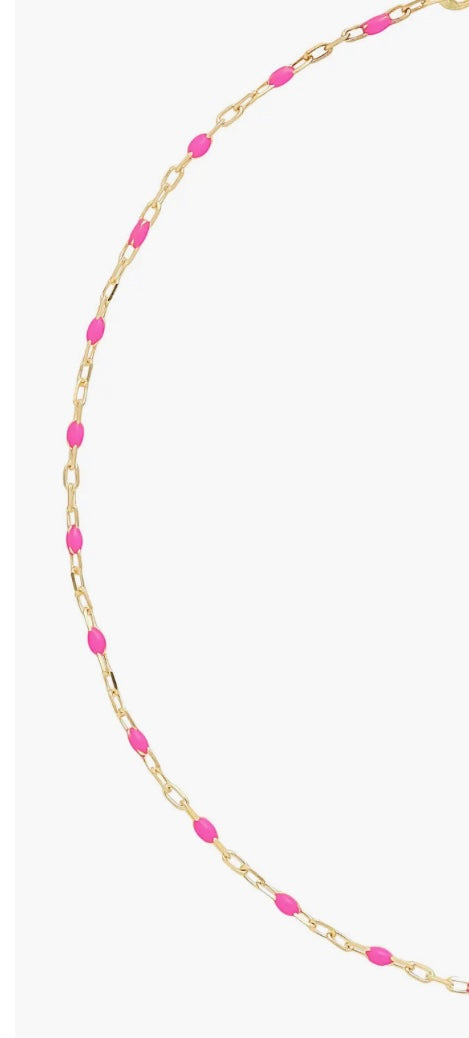 Pink Enamel Chain Bracelet