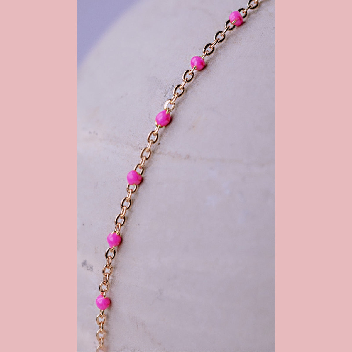 Pink Enamel Chain Bracelet
