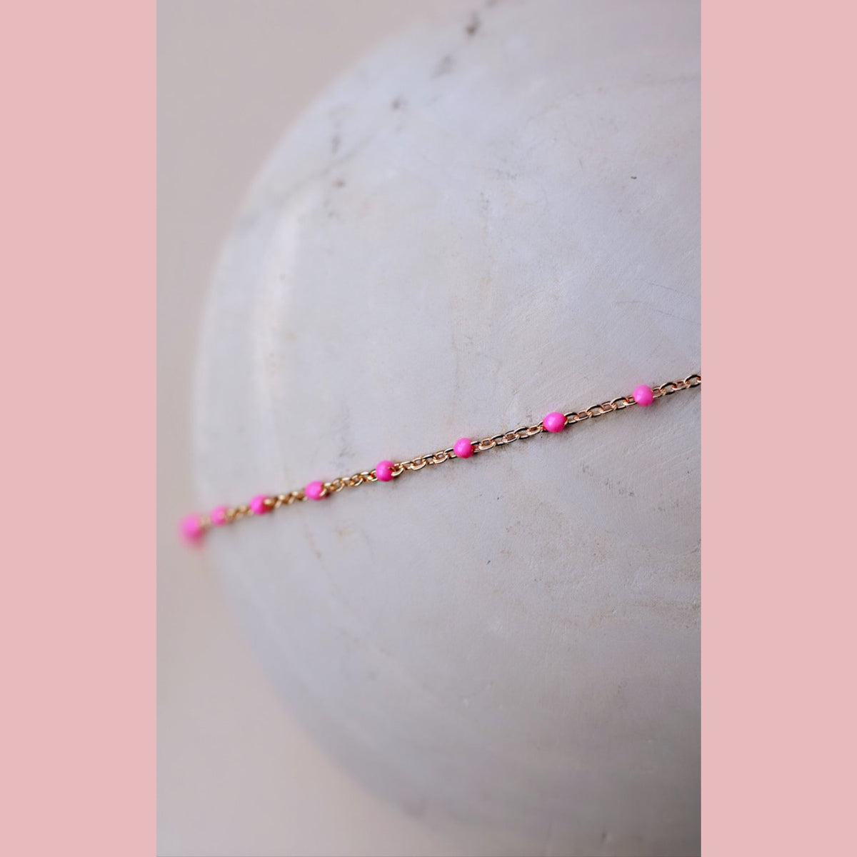 Pink Enamel Chain Bracelet