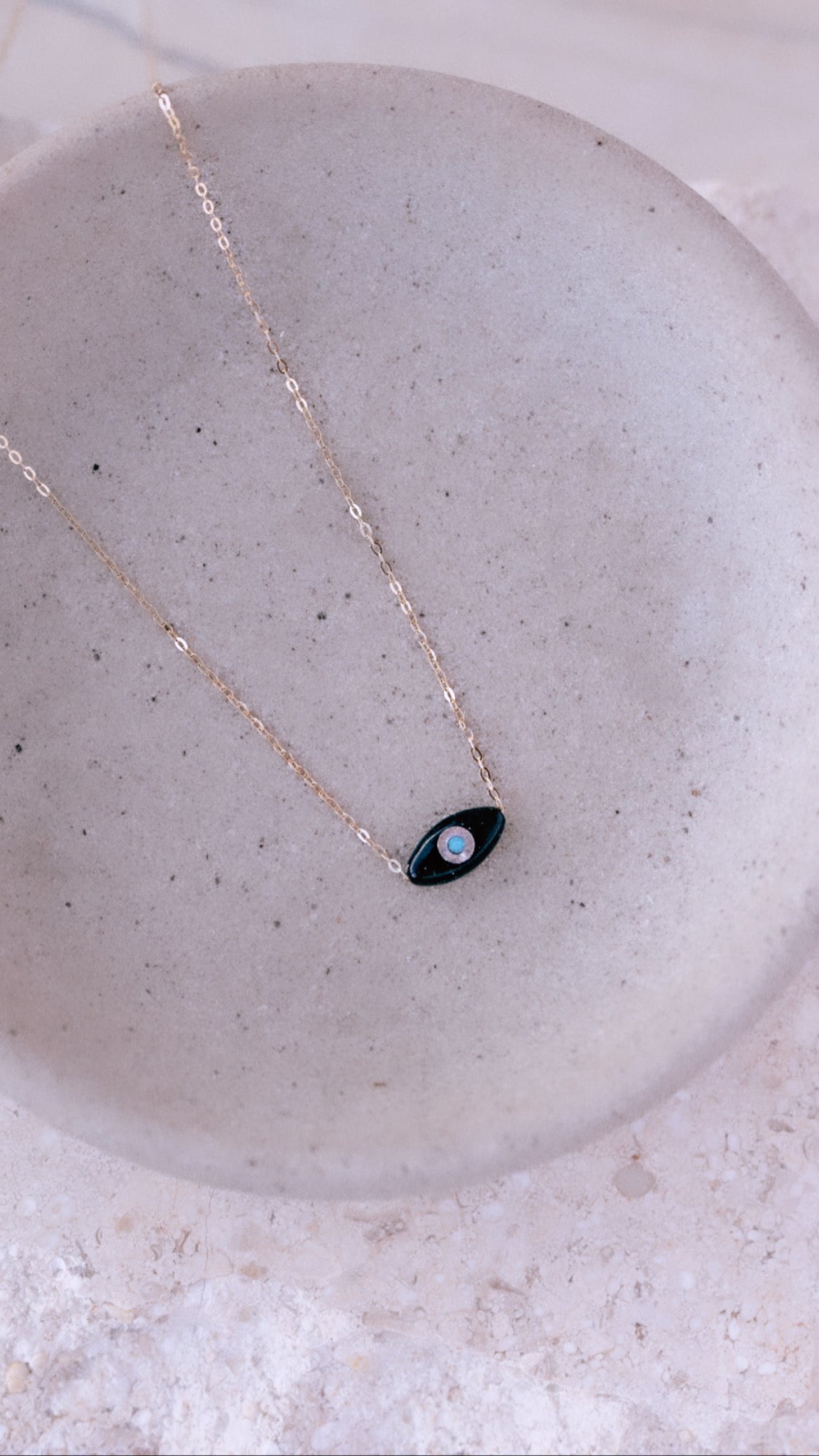 Solid Gold Evil Eye Necklace