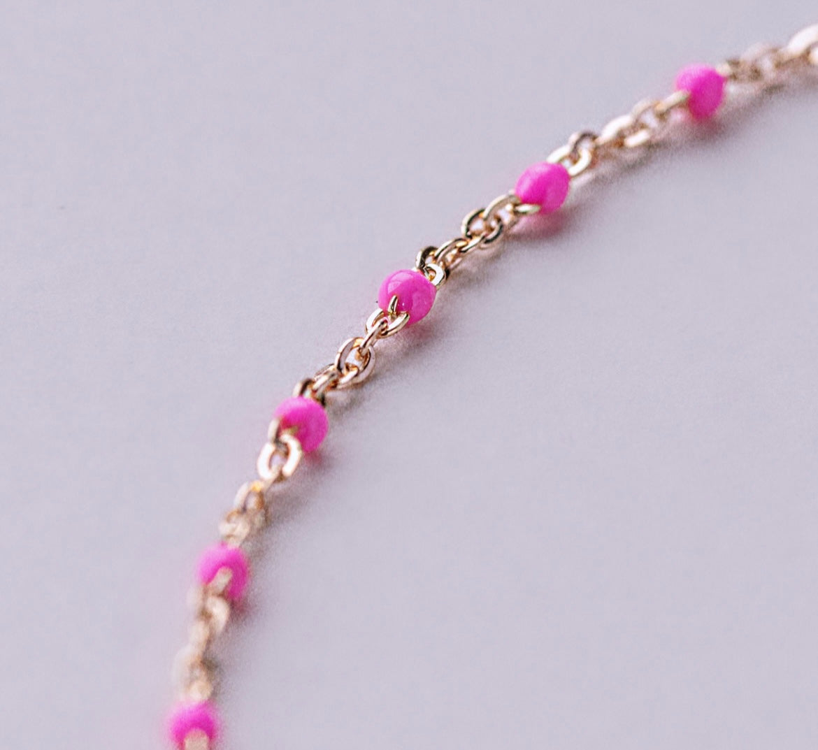 Pink Enamel Chain Bracelet
